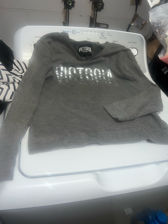 Victoria Sport Tops - Victoria Sport Gray Metallic Logo Sweatshirt